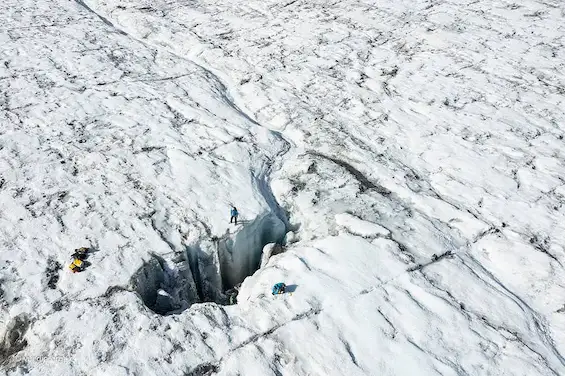 Recherche perte glaciaire et étude glacier de Tignes (GLOF) — bédière qui alimente un moulin